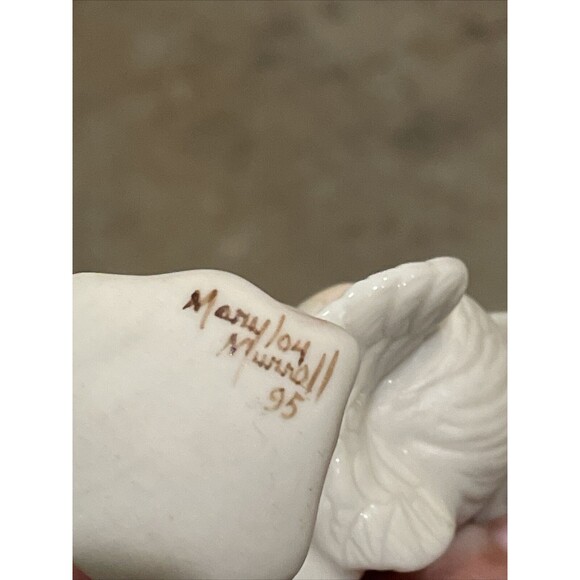 Porcelain Christmas Angel Ornament Hand Painted Holiday Decoration - Picture 2 of 12